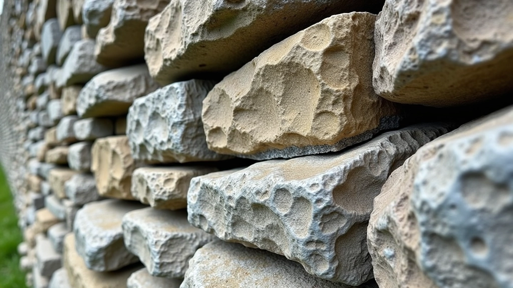 Close-up of ancient dry stone wall showing detailed stonework and craftsmanship of fitted rocks
